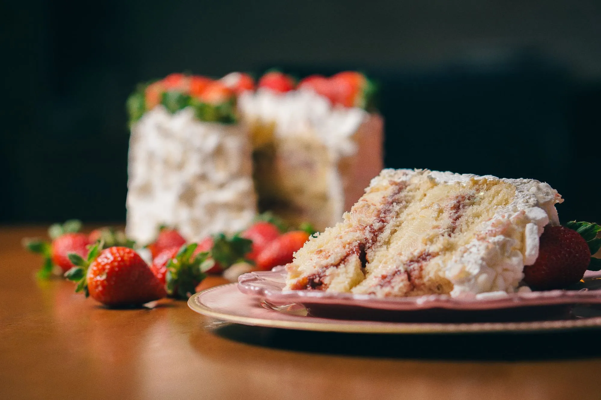 Strawberry cake slice