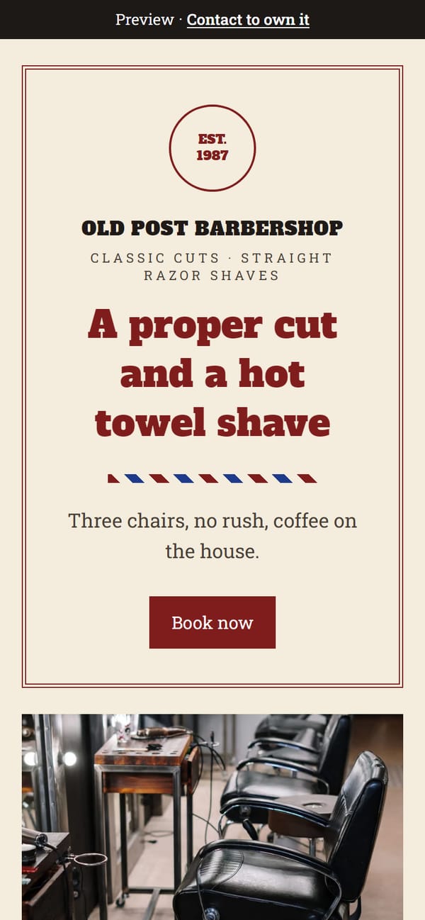 Old Post Barbershop site on a phone