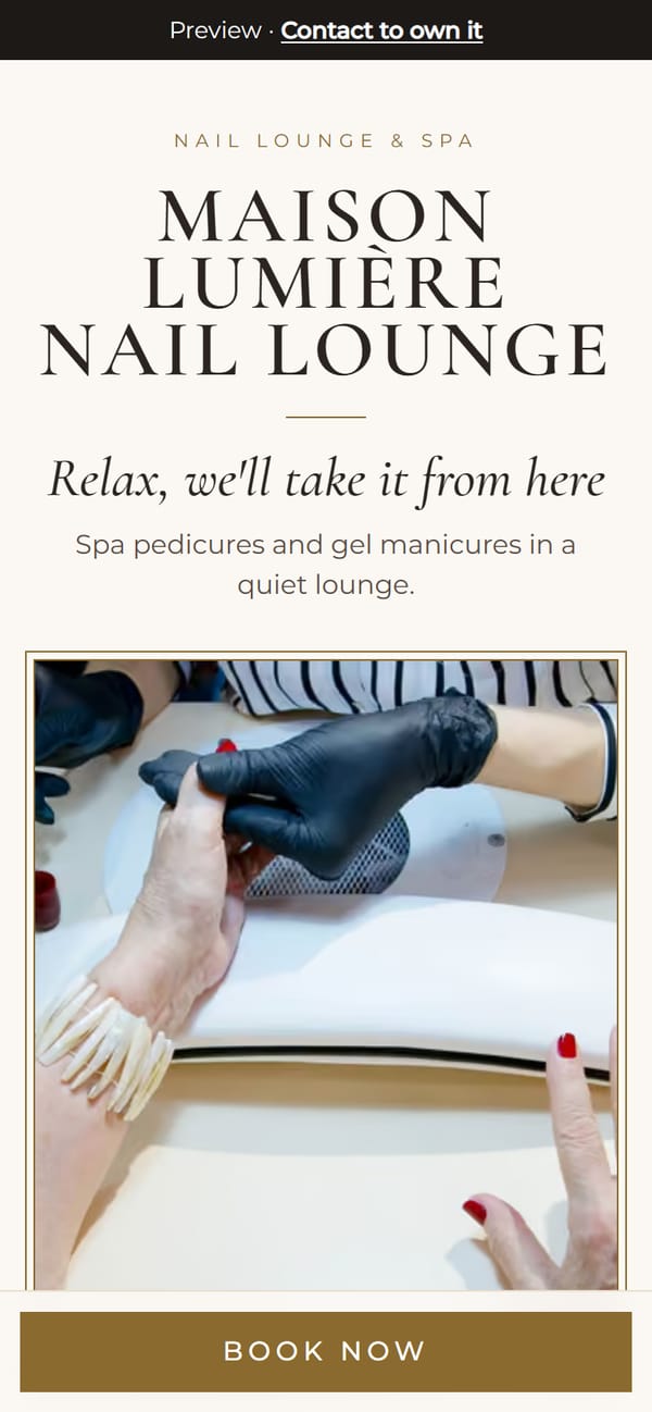 Maison Lumière Nail Lounge site on a phone
