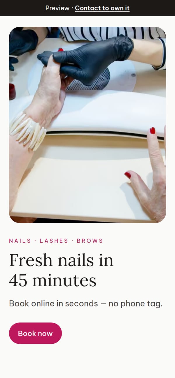 Willowmere Nail Studio site on a phone